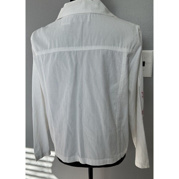 BFA Classics Vintage White Floral  Beaded  Jacket Lightweight Denim Coat PM - Picture 4 of 8